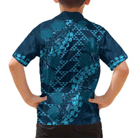 Naval Night Aloha Hawaii Kid Hawaiian Shirt Hawaiian Kakau Ohia Lehua Lei - Polynesian Pride