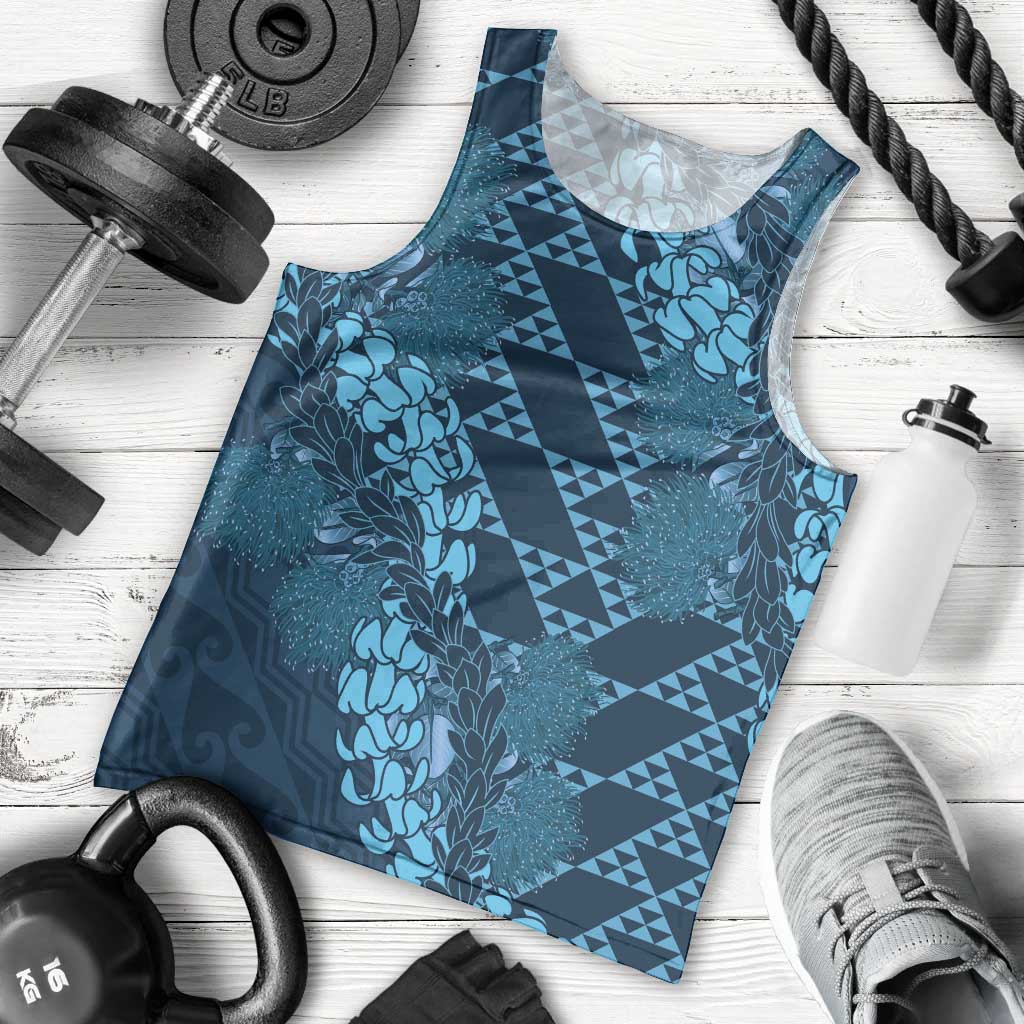 Naval Night Aloha Hawaii Men Tank Top Hawaiian Kakau Ohia Lehua Lei - Polynesian Pride