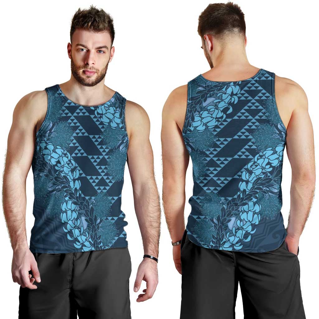 Naval Night Aloha Hawaii Men Tank Top Hawaiian Kakau Ohia Lehua Lei - Polynesian Pride