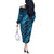 Naval Night Aloha Hawaii Off The Shoulder Long Sleeve Dress Hawaiian Kakau Ohia Lehua Lei - Polynesian Pride
