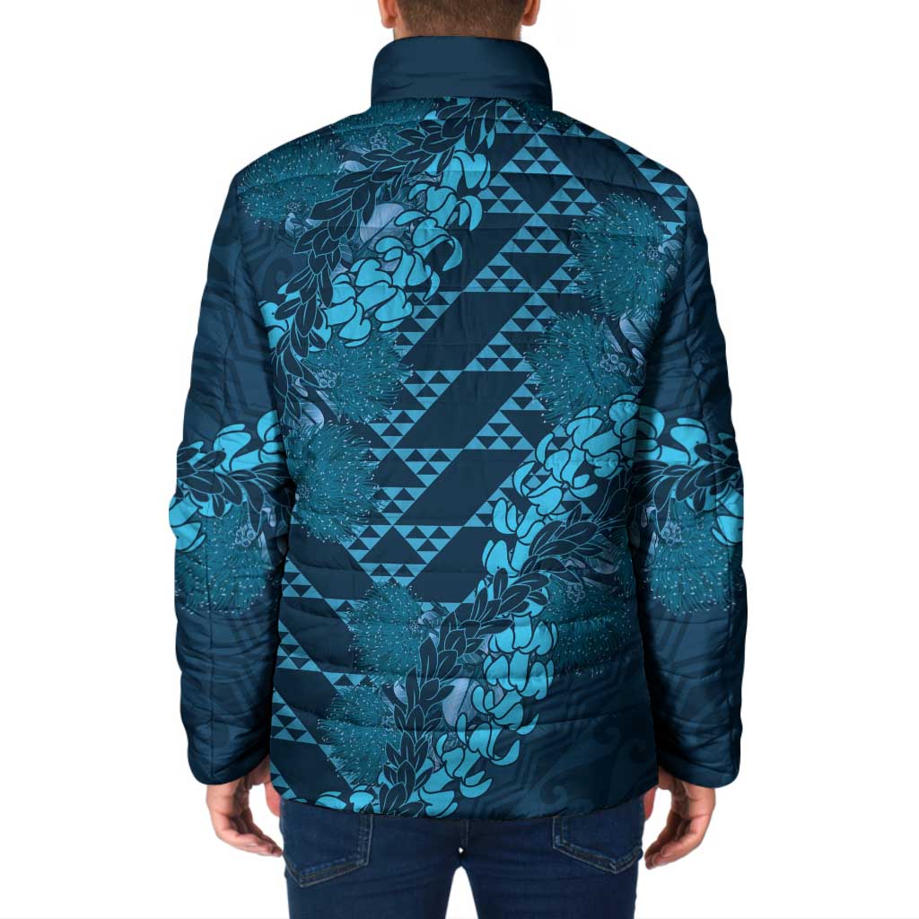 Naval Night Aloha Hawaii Padded Jacket Hawaiian Kakau Ohia Lehua Lei - Polynesian Pride