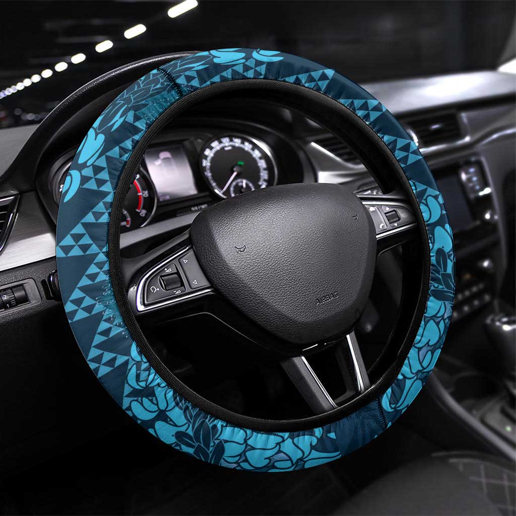 Naval Night Aloha Hawaii Steering Wheel Cover Hawaiian Kakau Ohia Lehua Lei - Polynesian Pride