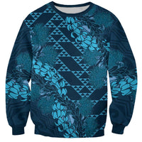 Naval Night Aloha Hawaii Sweatshirt Hawaiian Kakau Ohia Lehua Lei - Polynesian Pride