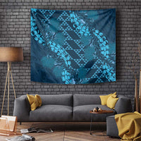 Naval Night Aloha Hawaii Tapestry Hawaiian Kakau Ohia Lehua Lei - Polynesian Pride