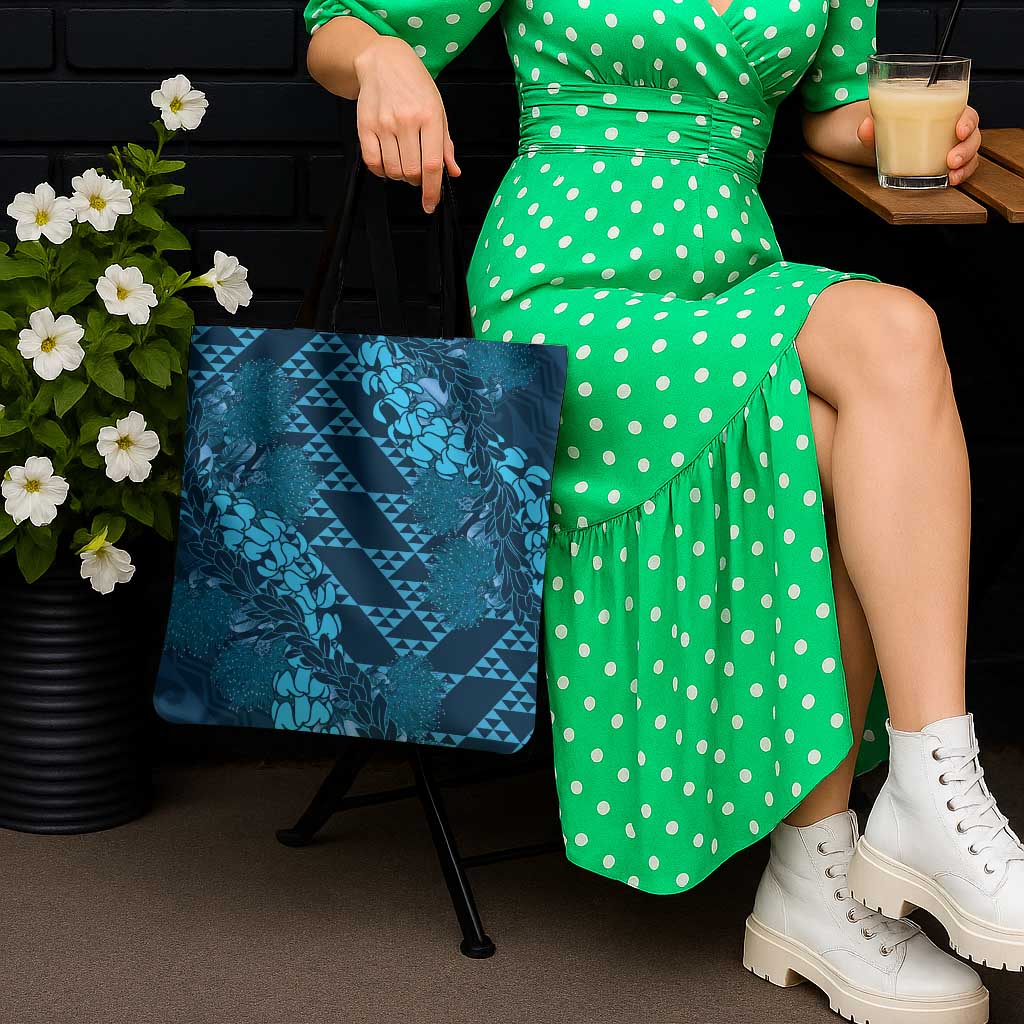 Naval Night Aloha Hawaii Tote Bag Hawaiian Kakau Ohia Lehua Lei - Polynesian Pride