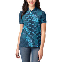 Naval Night Aloha Hawaii Women Polo Shirt Hawaiian Kakau Ohia Lehua Lei - Polynesian Pride