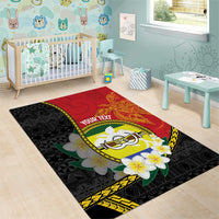 Personalised PNG Morobe Provins Area Rug Papua New Guinea Plumeria Melanesian Pattern - Polynesian Pride