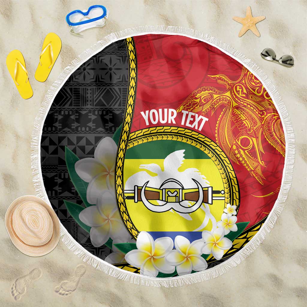 Personalised PNG Morobe Provins Beach Blanket Papua New Guinea Plumeria Melanesian Pattern - Polynesian Pride
