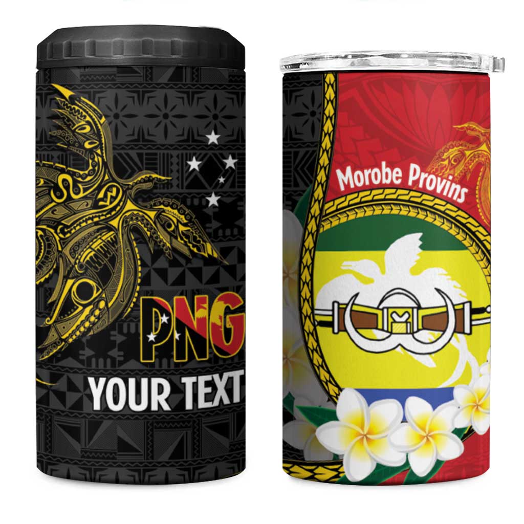 Personalised PNG Morobe Provins 4 in 1 Can Cooler Tumbler Papua New Guinea Plumeria Melanesian Pattern - Polynesian Pride