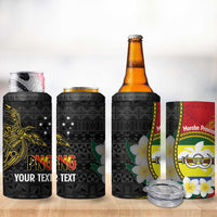Personalised PNG Morobe Provins 4 in 1 Can Cooler Tumbler Papua New Guinea Plumeria Melanesian Pattern - Polynesian Pride