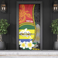 Personalised PNG Morobe Provins Door Cover Papua New Guinea Plumeria Melanesian Pattern - Polynesian Pride