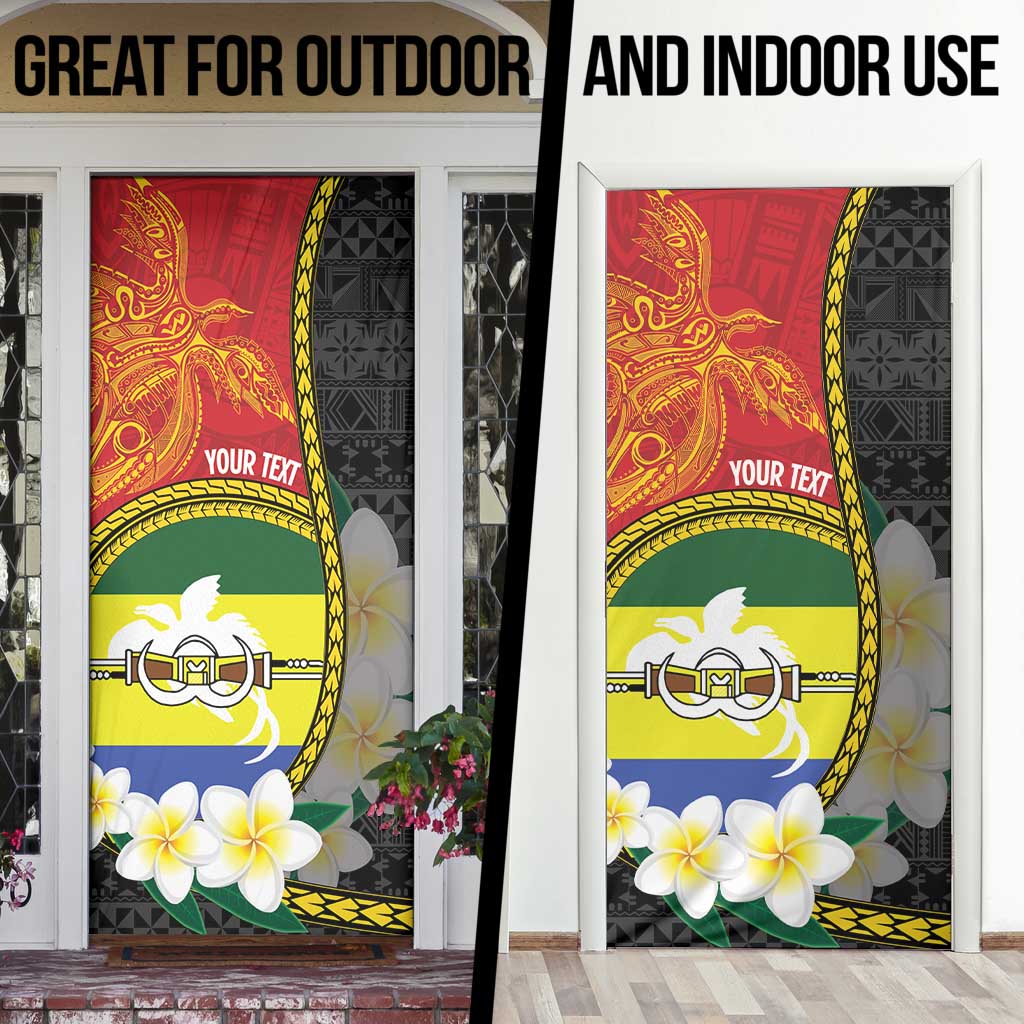 Personalised PNG Morobe Provins Door Cover Papua New Guinea Plumeria Melanesian Pattern - Polynesian Pride