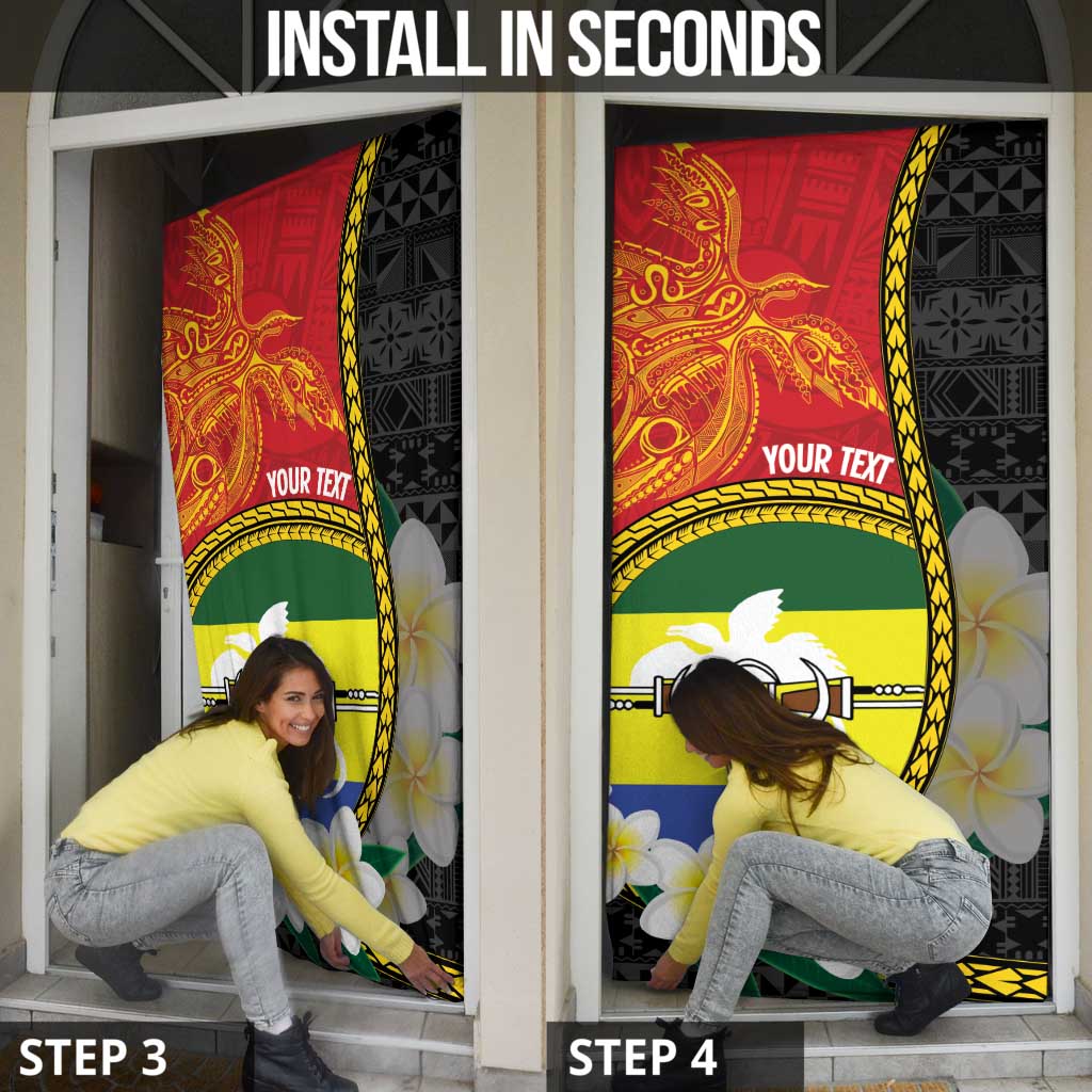 Personalised PNG Morobe Provins Door Cover Papua New Guinea Plumeria Melanesian Pattern - Polynesian Pride