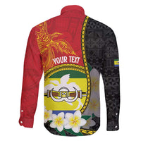 Personalised PNG Morobe Provins Family Matching Long Sleeve Bodycon Dress and Hawaiian Shirt Papua New Guinea Plumeria Melanesian Pattern - Polynesian Pride