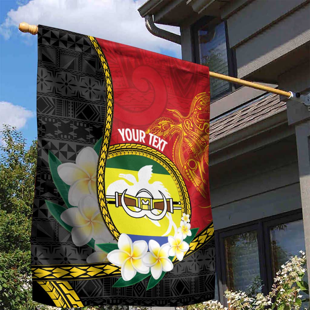 Personalised PNG Morobe Provins Garden Flag Papua New Guinea Plumeria Melanesian Pattern - Polynesian Pride