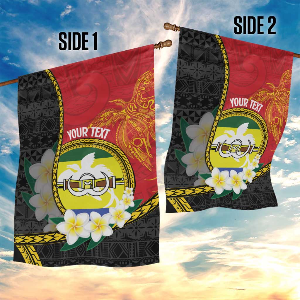 Personalised PNG Morobe Provins Garden Flag Papua New Guinea Plumeria Melanesian Pattern - Polynesian Pride