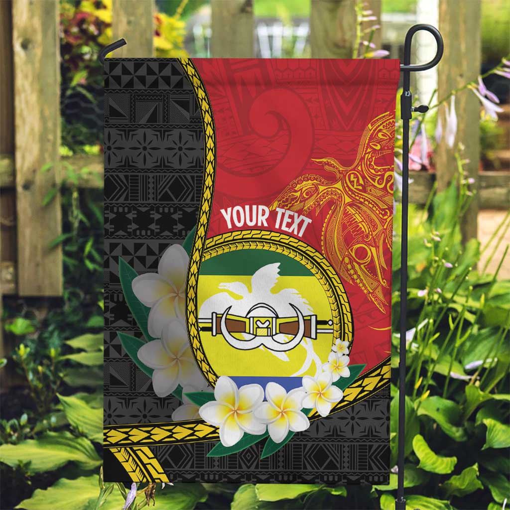 Personalised PNG Morobe Provins Garden Flag Papua New Guinea Plumeria Melanesian Pattern - Polynesian Pride