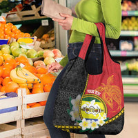 Personalised PNG Morobe Provins Grocery Bag Papua New Guinea Plumeria Melanesian Pattern - Polynesian Pride