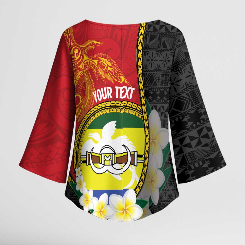 Personalised PNG Morobe Provins Kimono Sleeve Blouse Papua New Guinea Plumeria Melanesian Pattern - Polynesian Pride