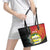 Personalised PNG Morobe Provins Leather Tote Bag Papua New Guinea Plumeria Melanesian Pattern - Polynesian Pride