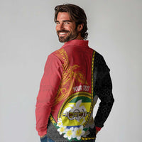 Personalised PNG Morobe Provins Long Sleeve Polo Shirt Papua New Guinea Plumeria Melanesian Pattern - Polynesian Pride