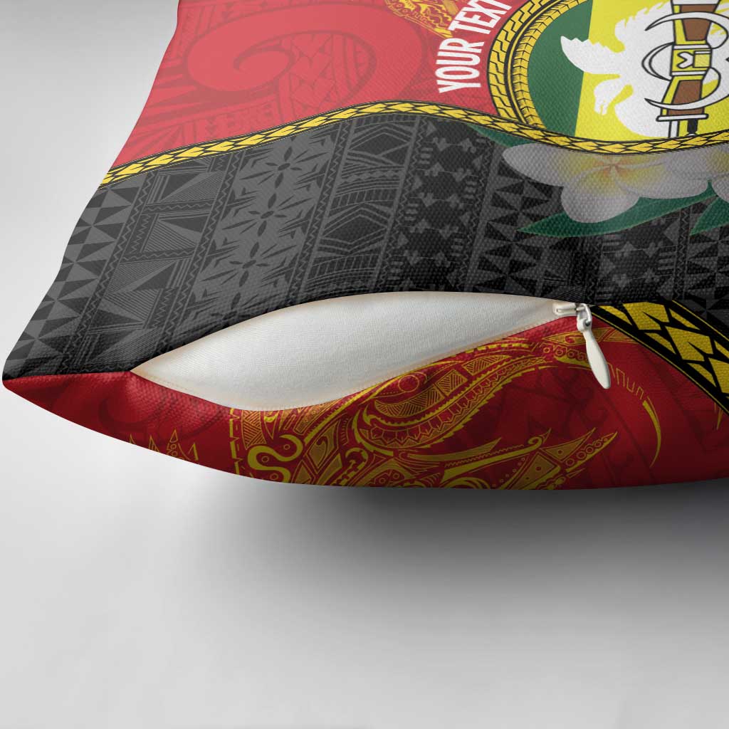 Personalised PNG Morobe Provins Pillow Cover Papua New Guinea Plumeria Melanesian Pattern - Polynesian Pride