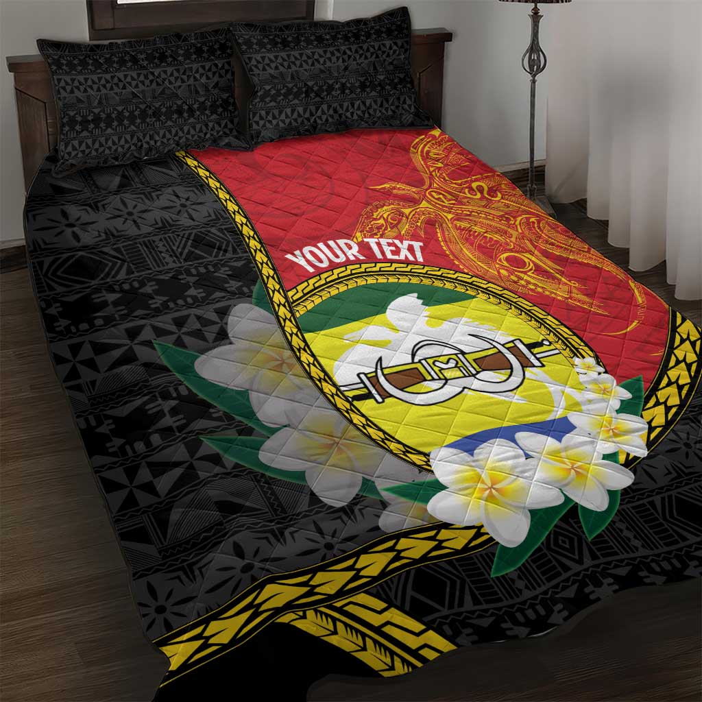 Personalised PNG Morobe Provins Quilt Bed Set Papua New Guinea Plumeria Melanesian Pattern - Polynesian Pride