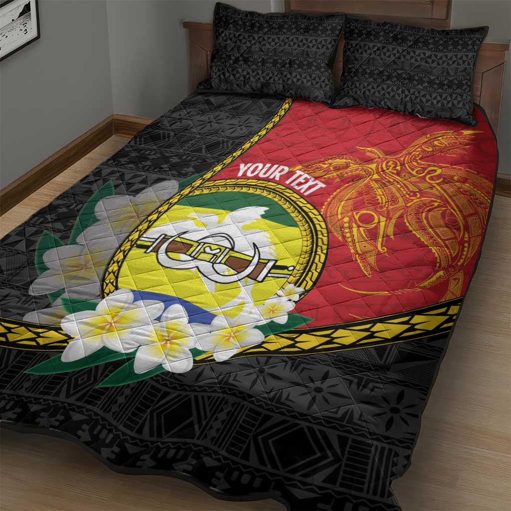 Personalised PNG Morobe Provins Quilt Bed Set Papua New Guinea Plumeria Melanesian Pattern - Polynesian Pride