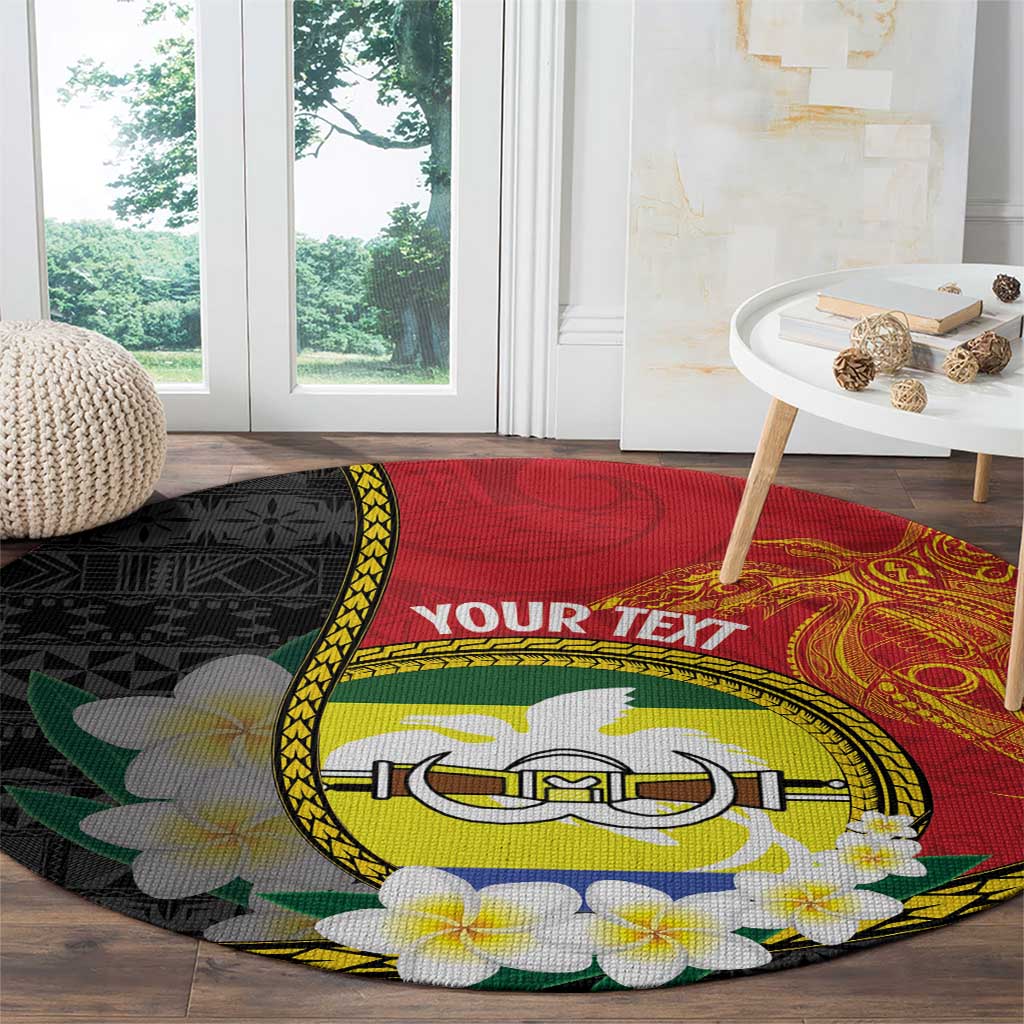 Personalised PNG Morobe Provins Round Carpet Papua New Guinea Plumeria Melanesian Pattern - Polynesian Pride