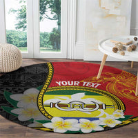 Personalised PNG Morobe Provins Round Carpet Papua New Guinea Plumeria Melanesian Pattern - Polynesian Pride