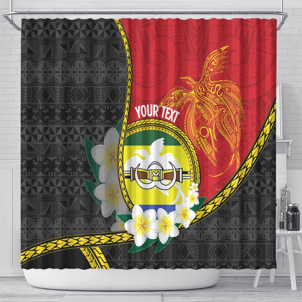 Personalised PNG Morobe Provins Shower Curtain Papua New Guinea Plumeria Melanesian Pattern - Polynesian Pride