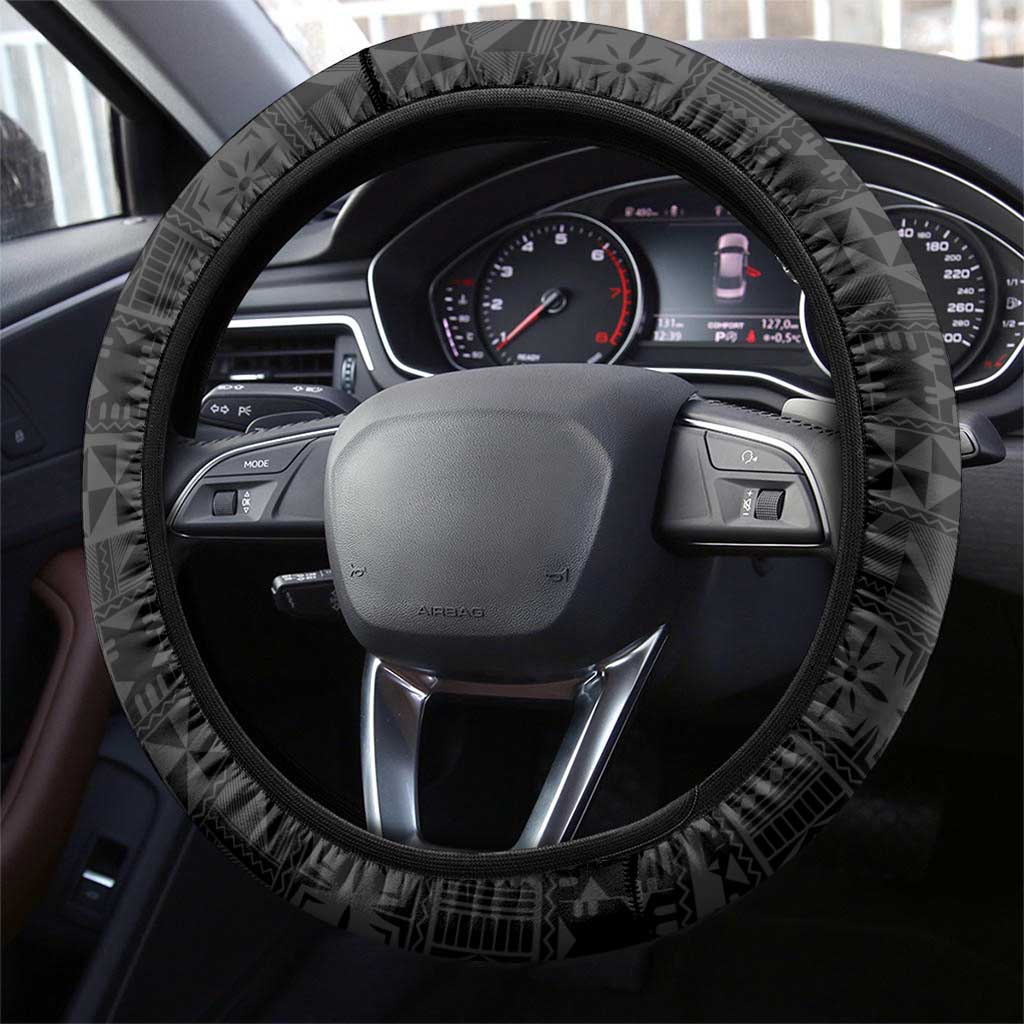 PNG Morobe Provins Steering Wheel Cover Papua New Guinea Plumeria Melanesian Pattern LT14 - Polynesian Pride