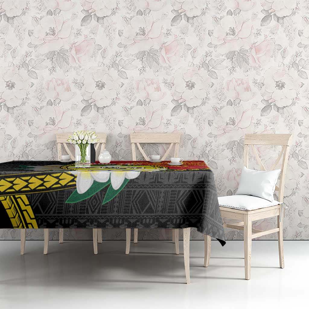 Personalised PNG Morobe Provins Tablecloth Papua New Guinea Plumeria Melanesian Pattern - Polynesian Pride
