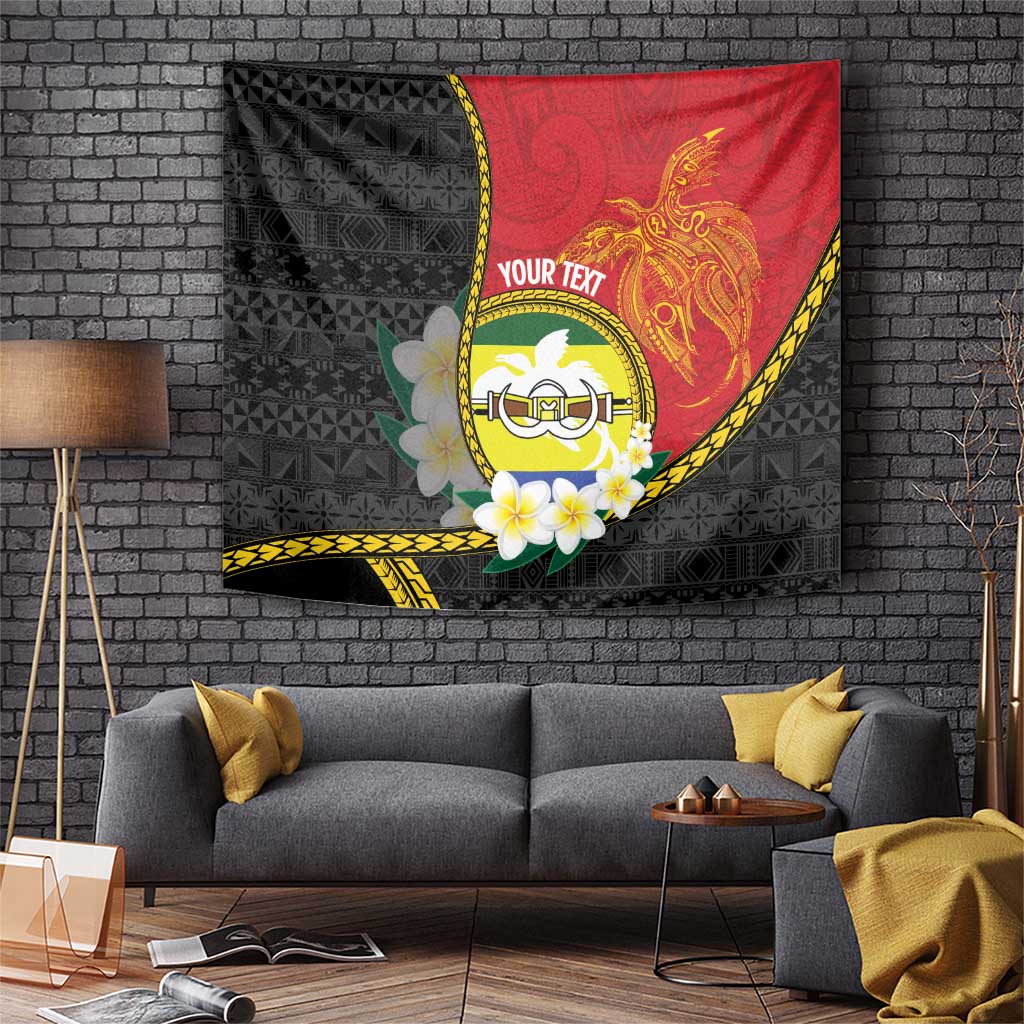 Personalised PNG Morobe Provins Tapestry Papua New Guinea Plumeria Melanesian Pattern - Polynesian Pride