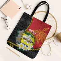 Personalised PNG Morobe Provins Tote Bag Papua New Guinea Plumeria Melanesian Pattern - Polynesian Pride