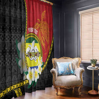 Personalised PNG Morobe Provins Window Curtain Papua New Guinea Plumeria Melanesian Pattern - Polynesian Pride