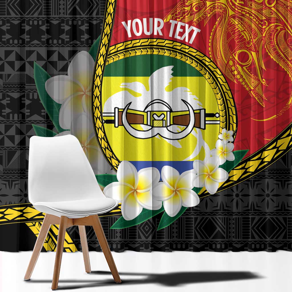 Personalised PNG Morobe Provins Window Curtain Papua New Guinea Plumeria Melanesian Pattern - Polynesian Pride