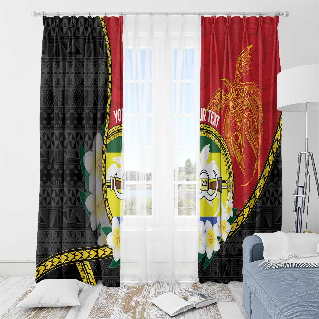 Personalised PNG Morobe Provins Window Curtain Papua New Guinea Plumeria Melanesian Pattern - Polynesian Pride