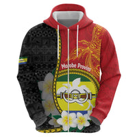 Personalised PNG Morobe Provins Zip Hoodie Papua New Guinea Plumeria Melanesian Pattern - Polynesian Pride
