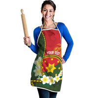 Personalised PNG Isten Hailans Provins Apron Papua New Guinea Plumeria Melanesian Pattern - Polynesian Pride