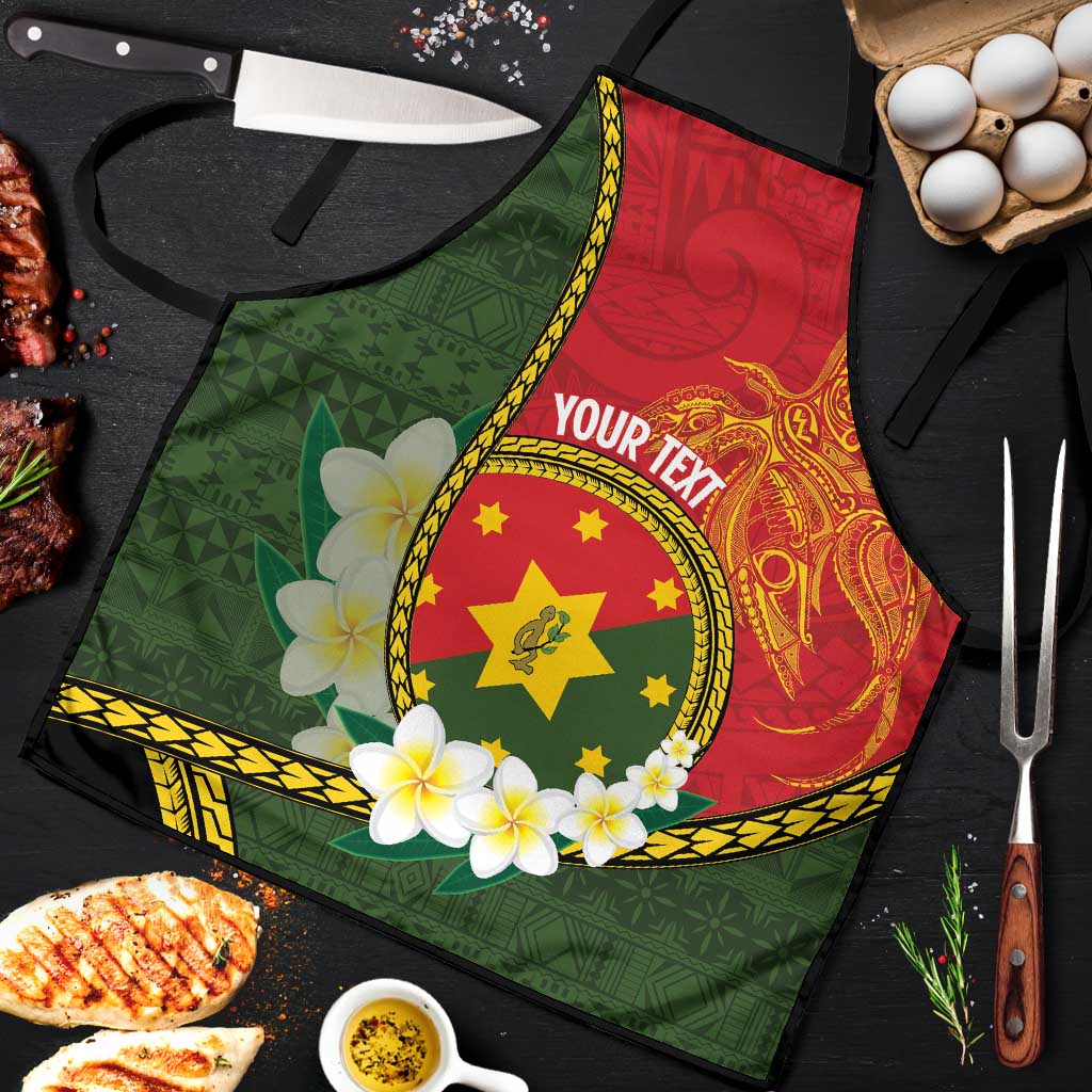 Personalised PNG Isten Hailans Provins Apron Papua New Guinea Plumeria Melanesian Pattern - Polynesian Pride