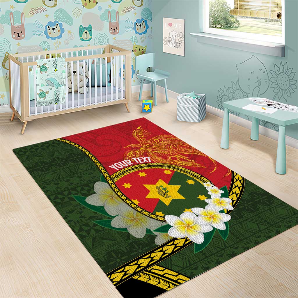 Personalised PNG Isten Hailans Provins Area Rug Papua New Guinea Plumeria Melanesian Pattern - Polynesian Pride