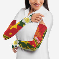 Personalised PNG Isten Hailans Provins Arm Sleeves Papua New Guinea Plumeria Melanesian Pattern - Polynesian Pride