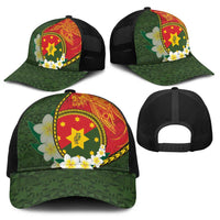 PNG Isten Hailans Provins Baseball Net Cap Papua New Guinea Plumeria Melanesian Pattern - Polynesian Pride