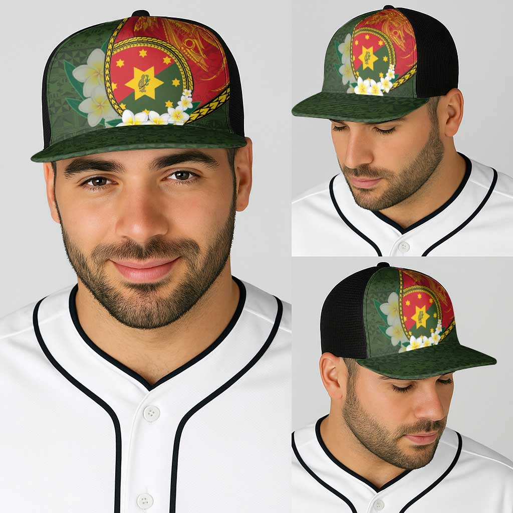 PNG Isten Hailans Provins Baseball Net Cap Papua New Guinea Plumeria Melanesian Pattern - Polynesian Pride