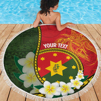 Personalised PNG Isten Hailans Provins Beach Blanket Papua New Guinea Plumeria Melanesian Pattern - Polynesian Pride
