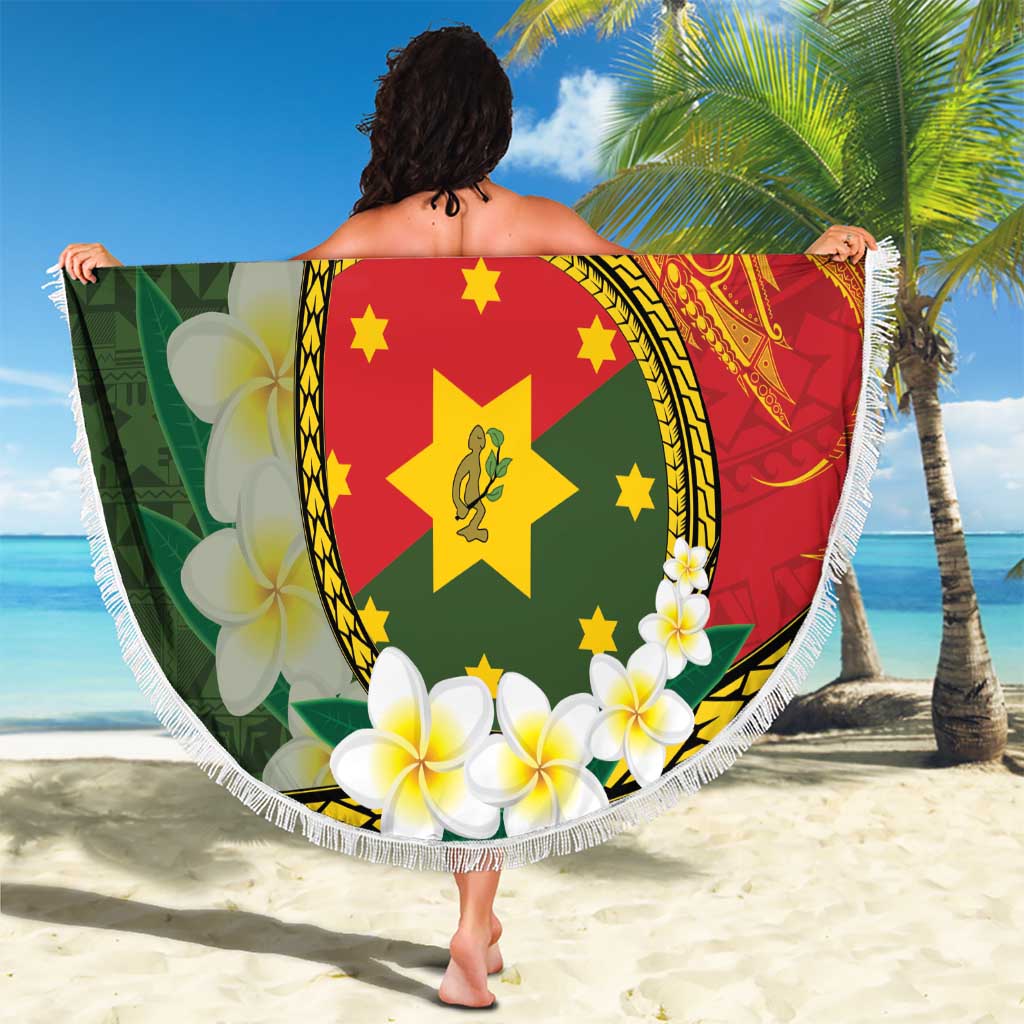 Personalised PNG Isten Hailans Provins Beach Blanket Papua New Guinea Plumeria Melanesian Pattern - Polynesian Pride
