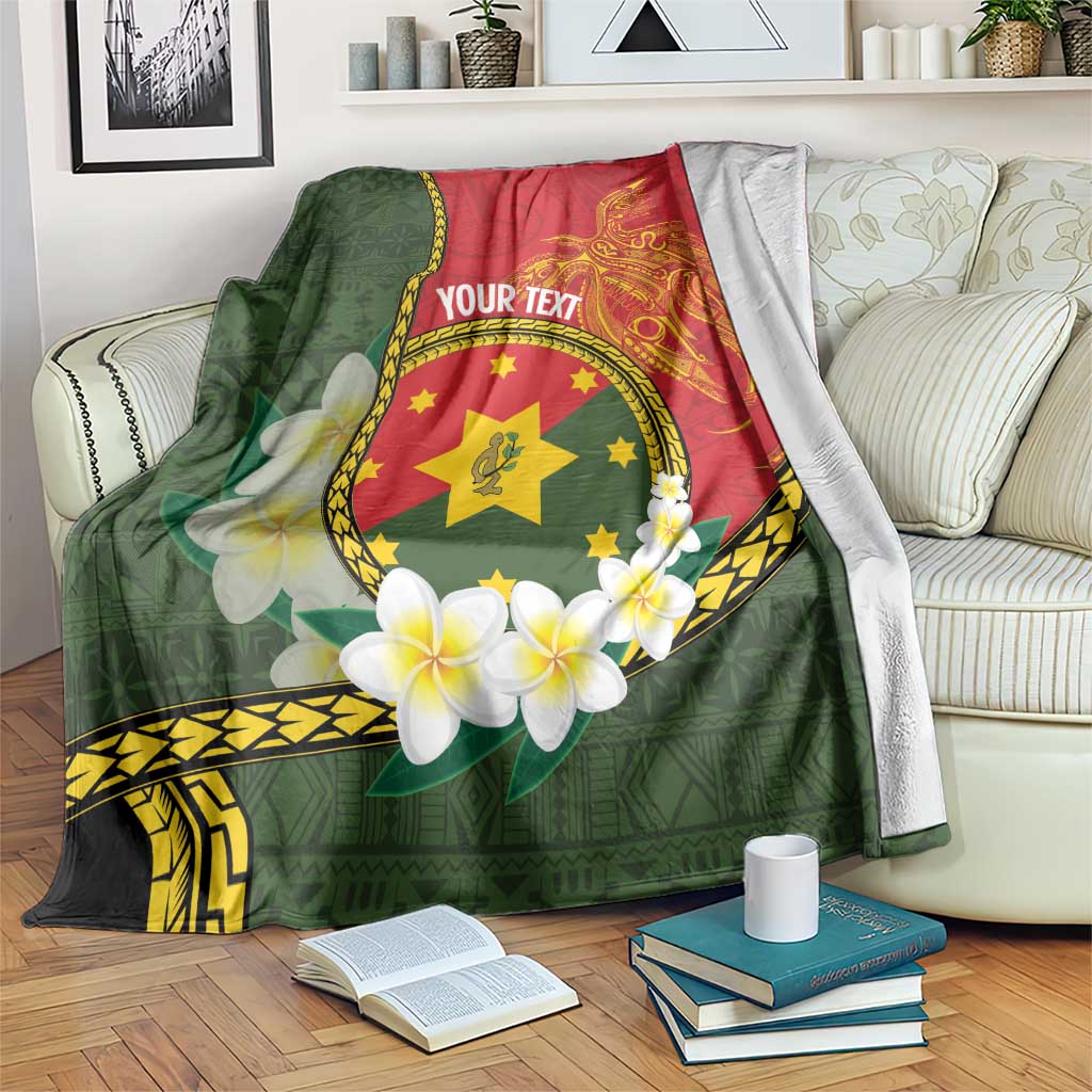 Personalised PNG Isten Hailans Provins Blanket Papua New Guinea Plumeria Melanesian Pattern - Polynesian Pride