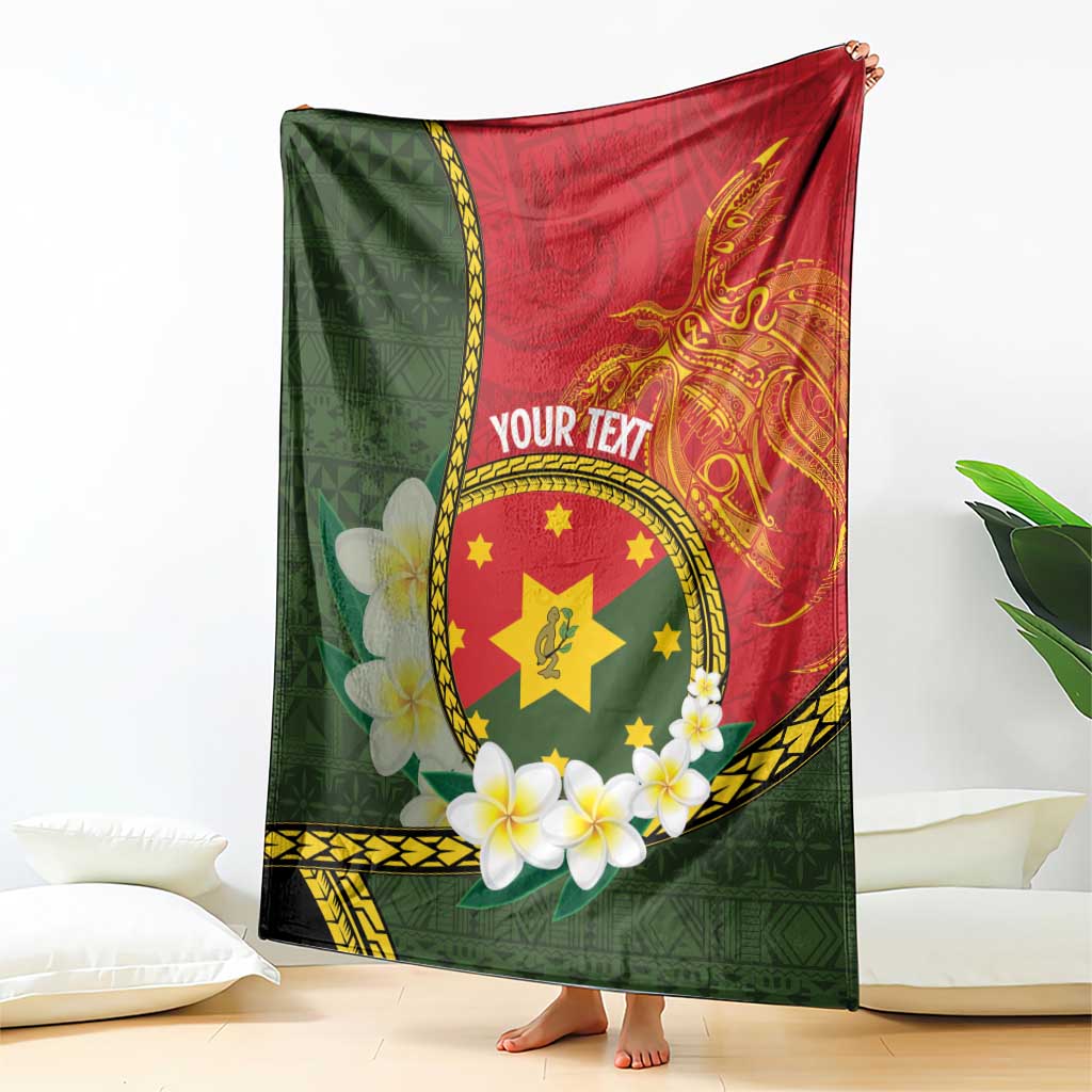 Personalised PNG Isten Hailans Provins Blanket Papua New Guinea Plumeria Melanesian Pattern - Polynesian Pride