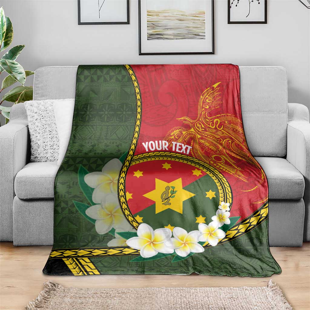 Personalised PNG Isten Hailans Provins Blanket Papua New Guinea Plumeria Melanesian Pattern - Polynesian Pride